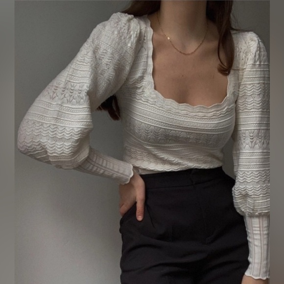 NWT Sezane Pull Ronnie Ercu White Knit Sweater Jumper - Picture 4 of 11